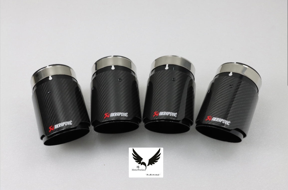 Bmw X3M X4M AK AKRAPOVIC Carbon Fibre Exhaust Tips Direct Fit X3mc X4mc F98 F97 - Black on Black