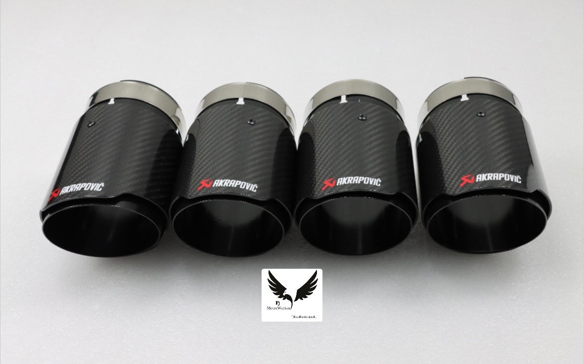 Bmw X3M X4M AK AKRAPOVIC Carbon Fibre Exhaust Tips Direct Fit X3mc X4mc F98 F97 - Black on Black