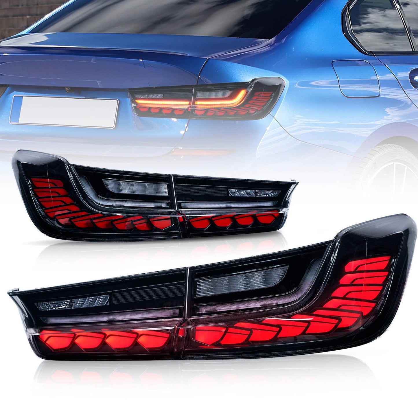 BMW 3 Series G20 G80 M3 GTS Oled Gts Rear tail lights - Cherry Red or Smoked