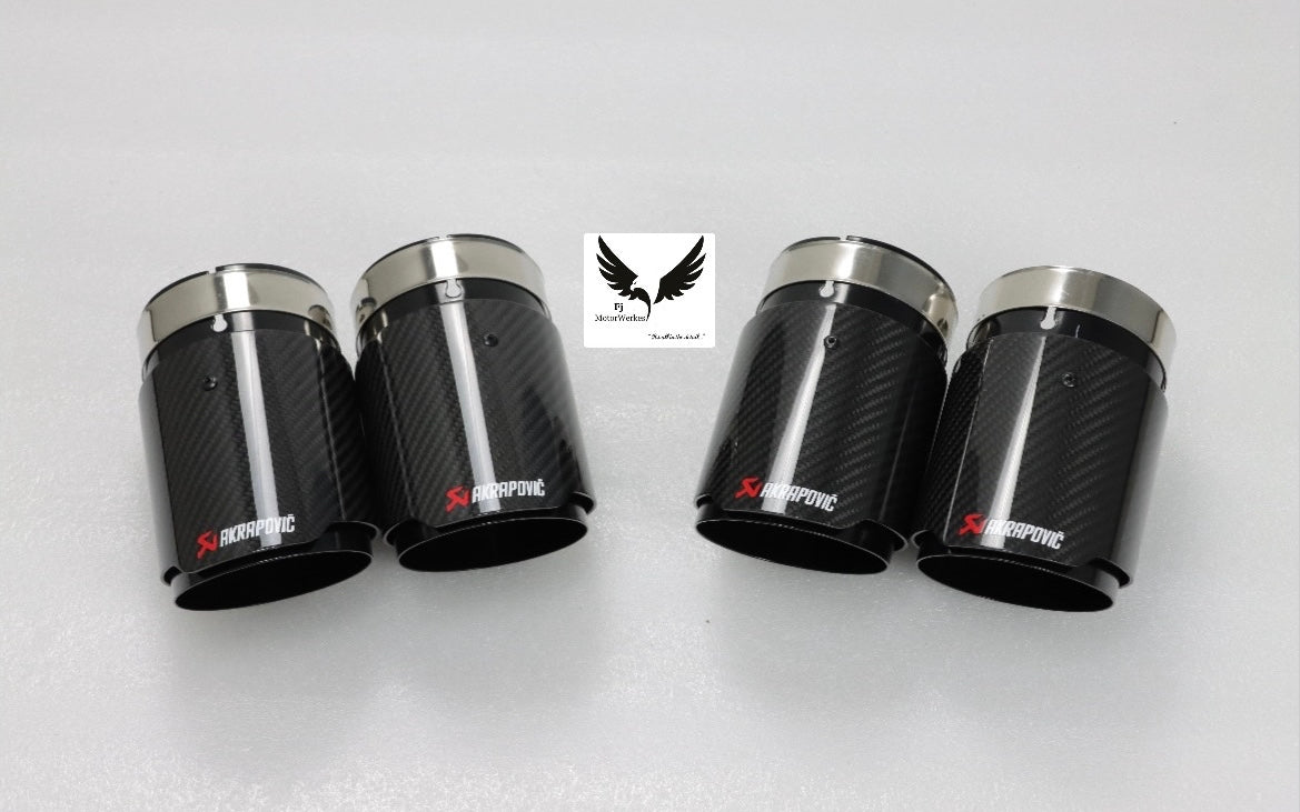 Bmw X3M X4M AK AKRAPOVIC Carbon Fibre Exhaust Tips Direct Fit X3mc X4mc F98 F97 - Black on Black