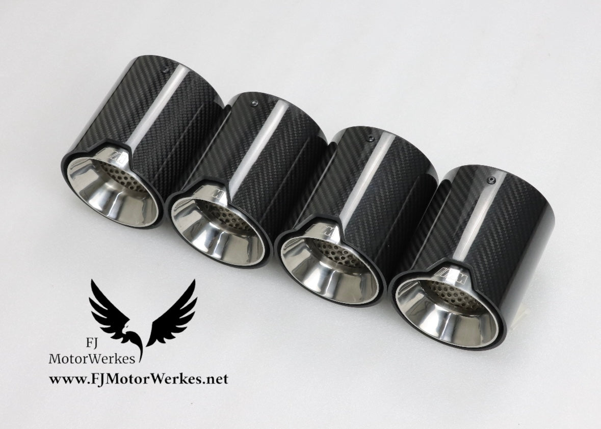 Bmw X3M X4M M Performance  Carbon Fibre Exhaust Tips Direct Fit X3mc X4mc F98 F97 Silver