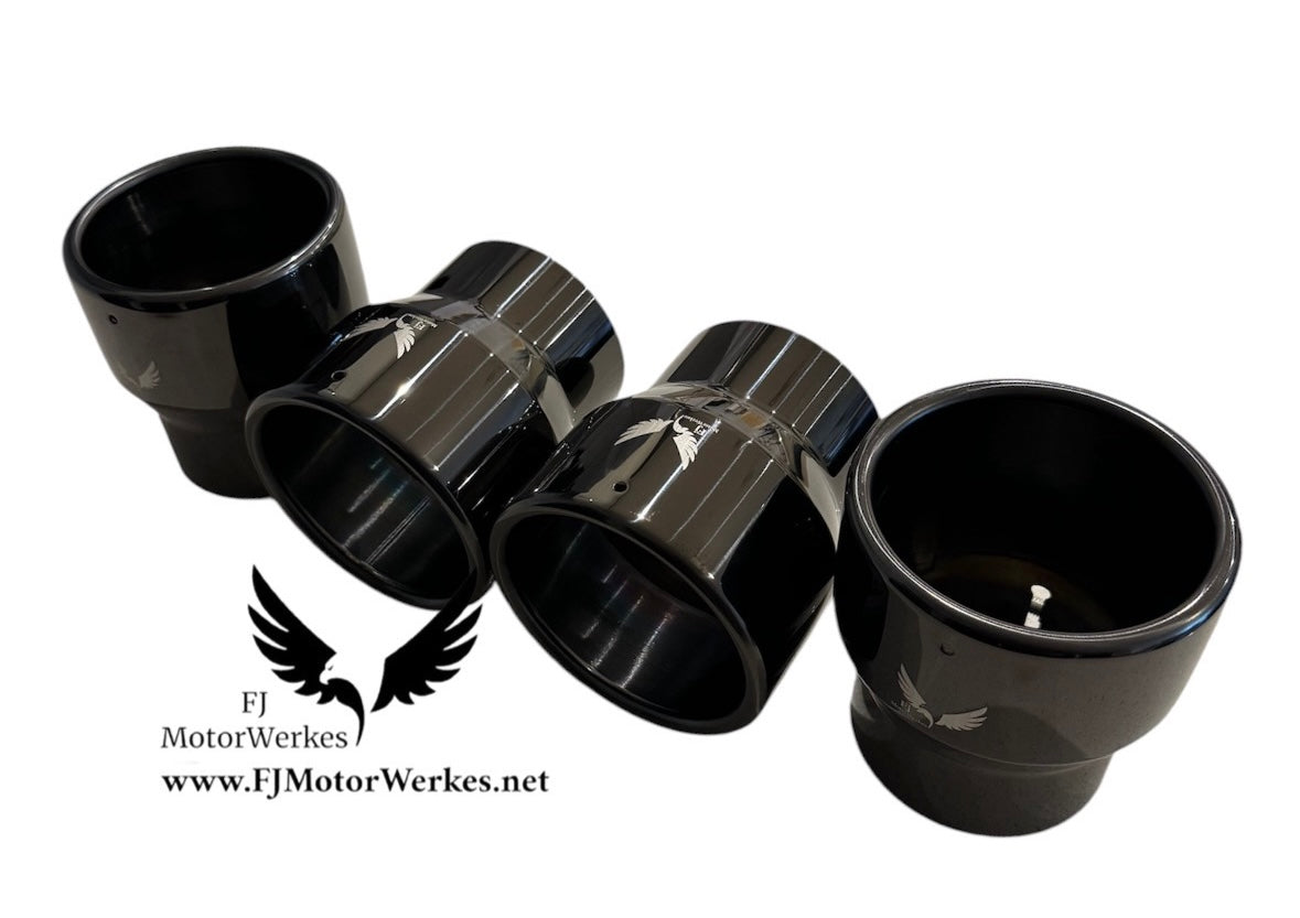 Bmw X3M X4M BLACK CHROME 4.5” Exhaust Tips Direct Fit X3mc X4mc F98 F97 - V2