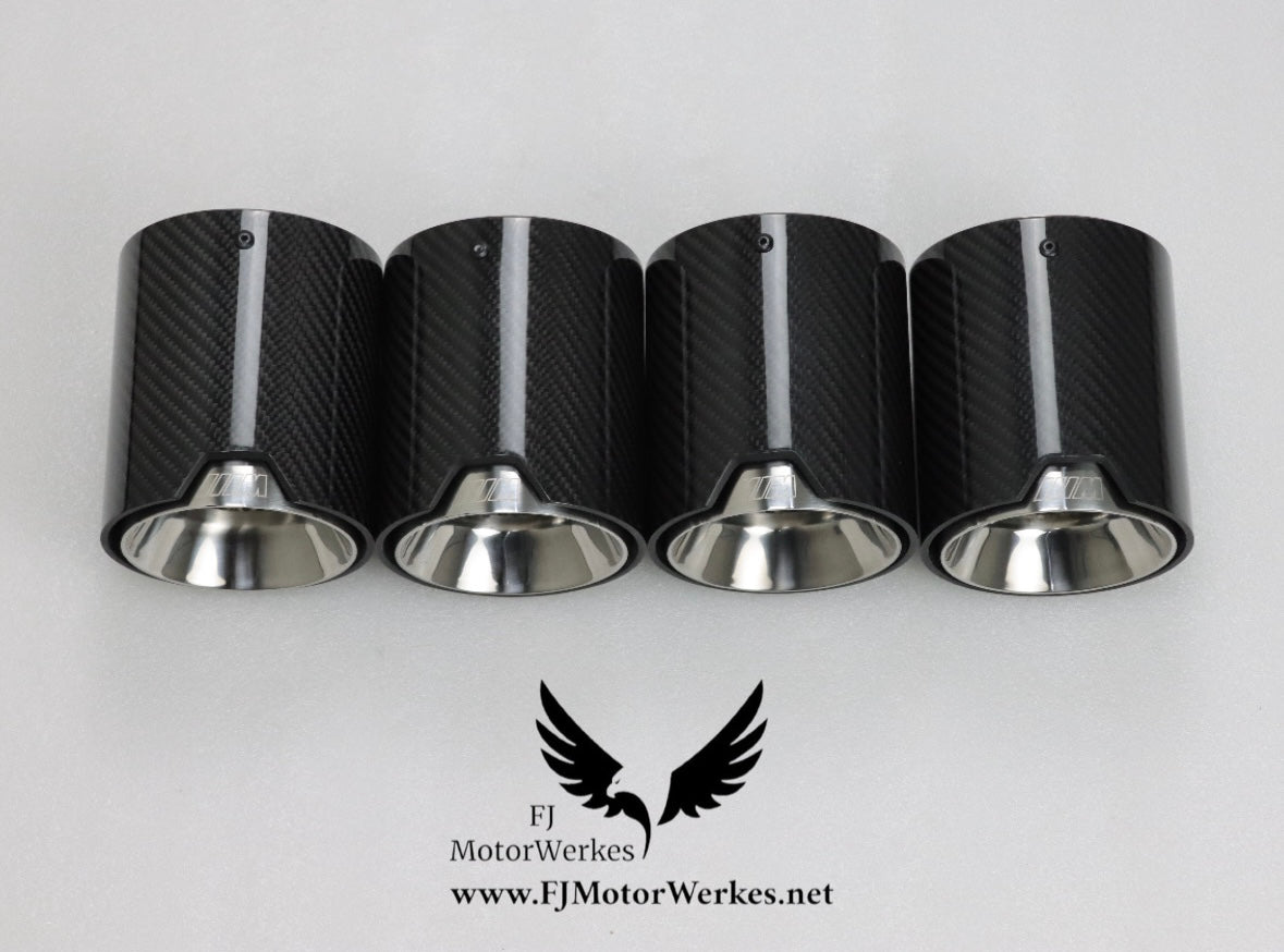 Bmw X3M X4M M Performance  Carbon Fibre Exhaust Tips Direct Fit X3mc X4mc F98 F97 Silver